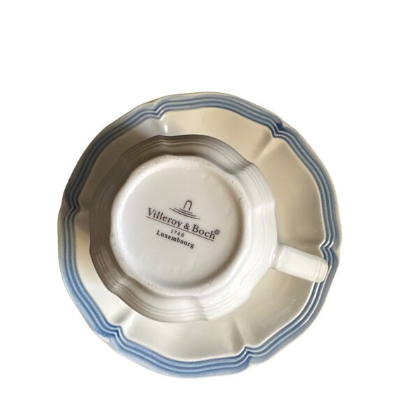 Villeroy & Boch Luxembourg Blue & White Porcelain Teacup & Saucer Set - Picture 3 of 4